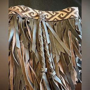 Lucky Brand Brown Leather Fringe BOHO Crossbody Bag